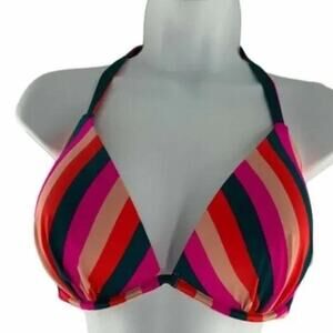 Shade & Shore Bikini Top Multicolor Striped Colorful Swimwear Bro Size 34DD